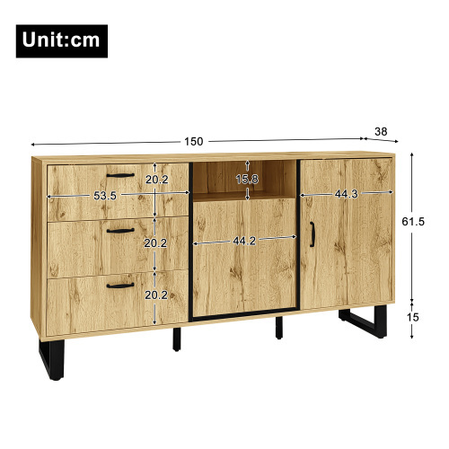 Sideboard, Kommode mit Schubladen und Türen, Farbblockdesign 