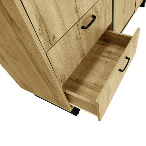 Sideboard, Kommode mit Schubladen und Türen, Farbblockdesign 