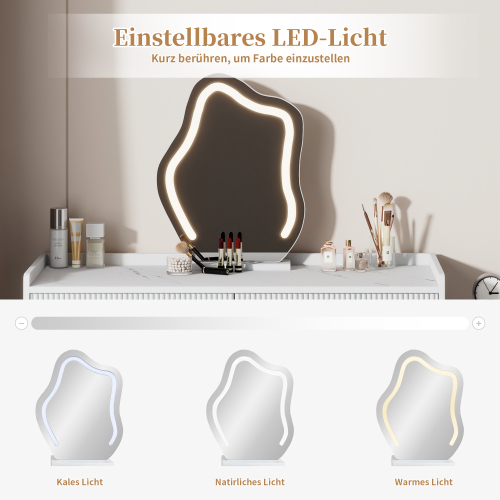 Schminktisch mit LED-Spiegel und Beleuchtung-OKWISH