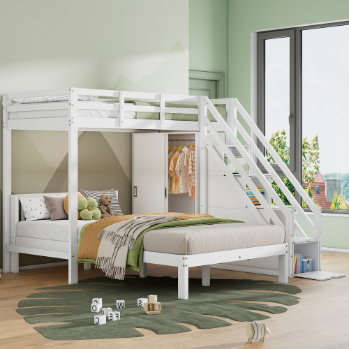 Multifunktionales Etagenbett mit Kleiderschrank-OKWISH