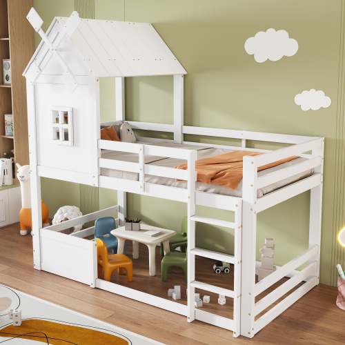 Etagenbett für Kinder mit Windmühle-OKWISH