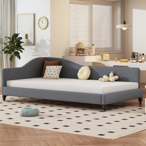 Polsterbett Schlafsofa 90*200 Multifunktionsbett mit Lattenrost und hautfreundlichem Leinenstoff