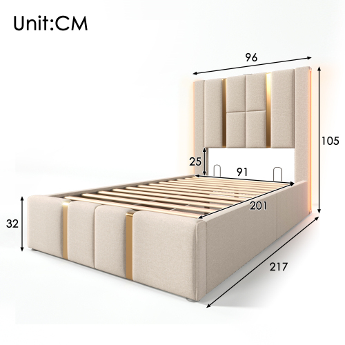 Multifunktionales gepolstertes Doppelbett aus Holz-OKWISH