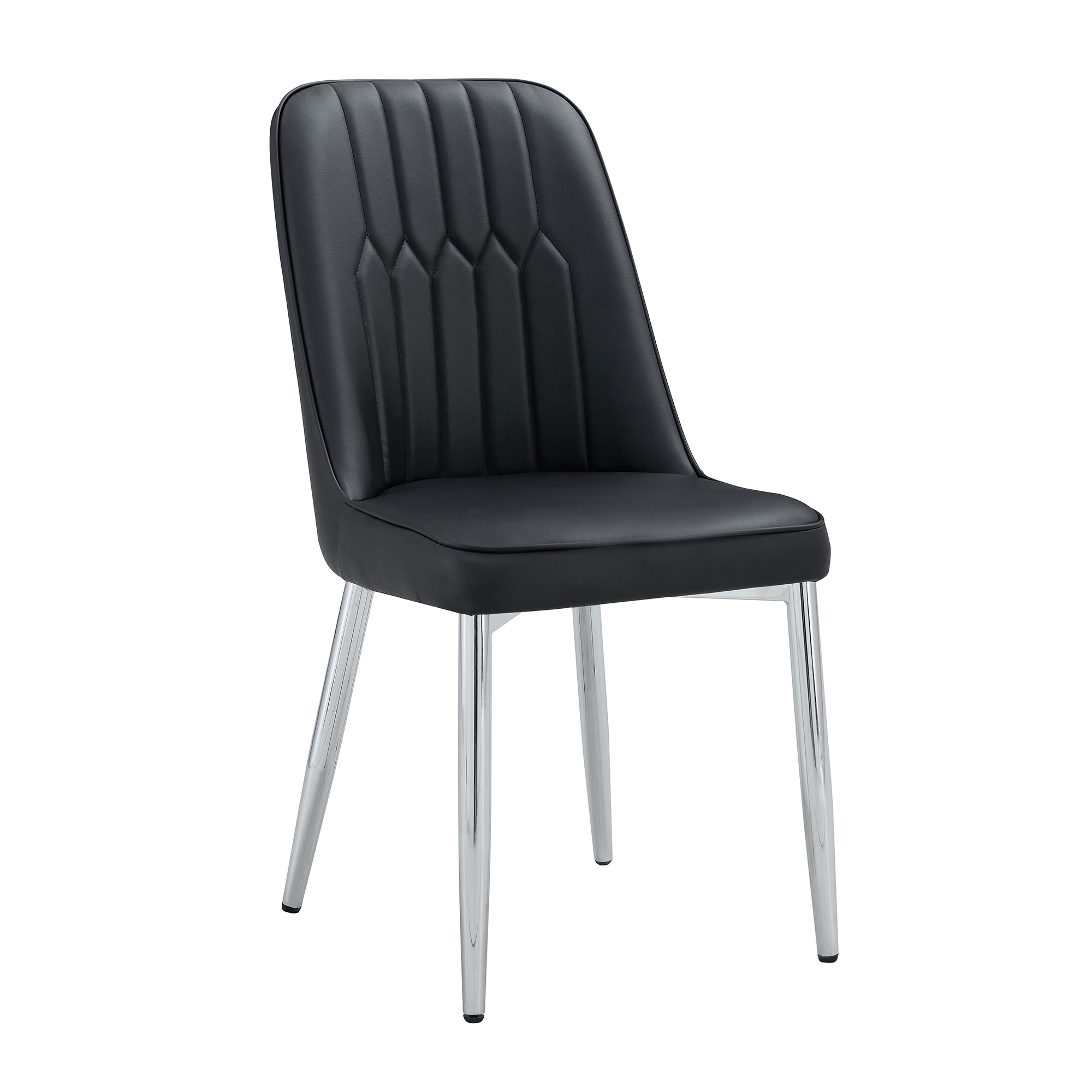OKWISH Black Dining Chair with PU Leather and Metal Legs
