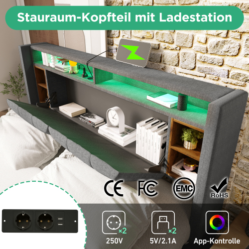 Gepolstertes Doppelbett-OKWISH