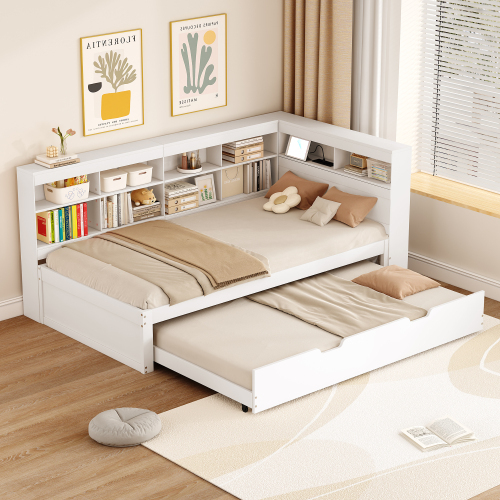 Multifunktionales Doppelbett aus Massivholz-OKWISH