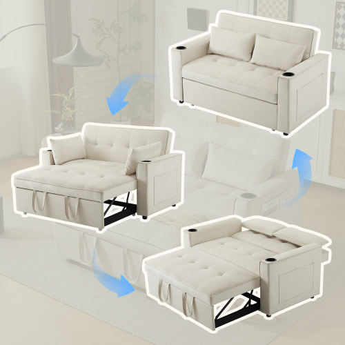 Klappschlafsofa mit Getränkehaltern und Kissen-OKWISH