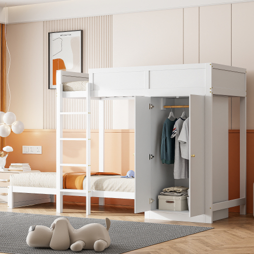 Doppelbett mit vertikaler Sicherheitstreppe-OKWISH