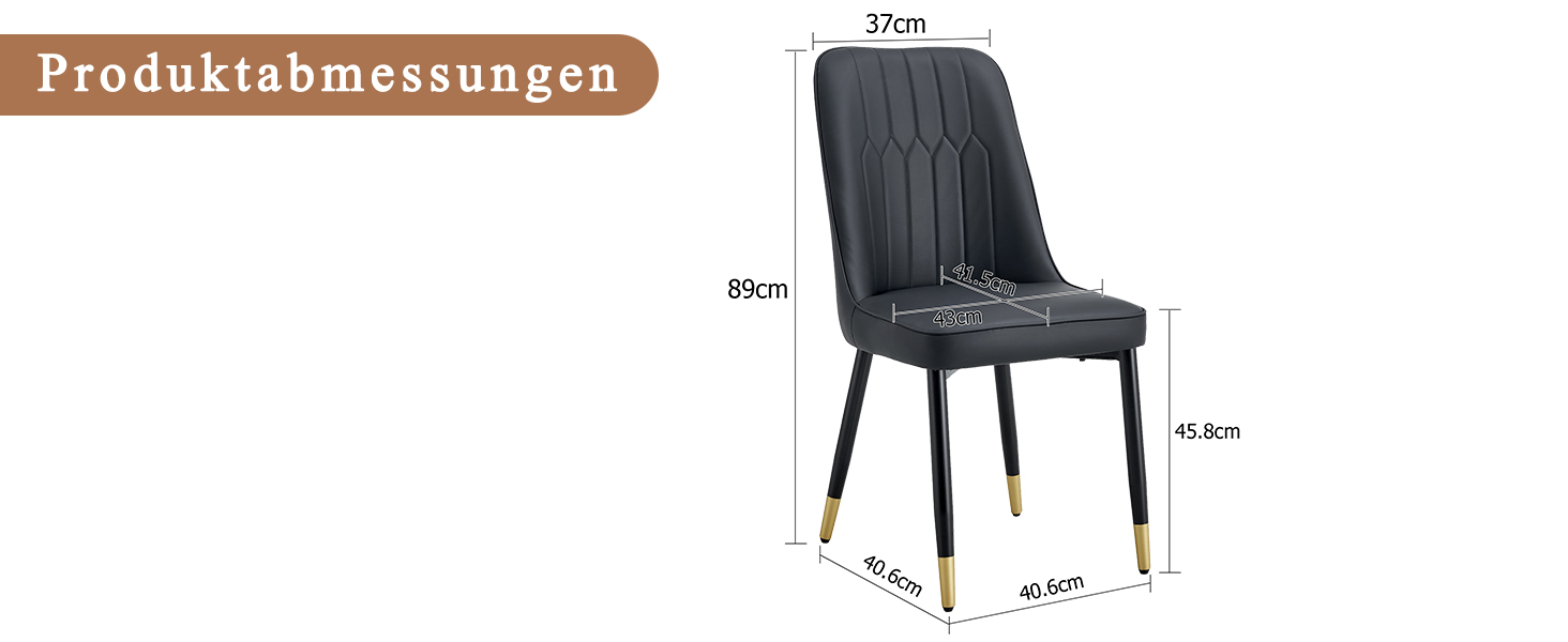 OKWISH Black PU Leather Dining Chair Set with Metal Legs