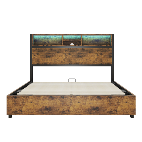 Farbwechselnde LED-Umgebungsbeleuchtung, 24-Tasten-Fernbedienung, großer Stauraum im Bettkasten