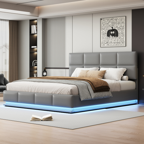 Polsterbett mit LED-Beleuchtung-OKWISH