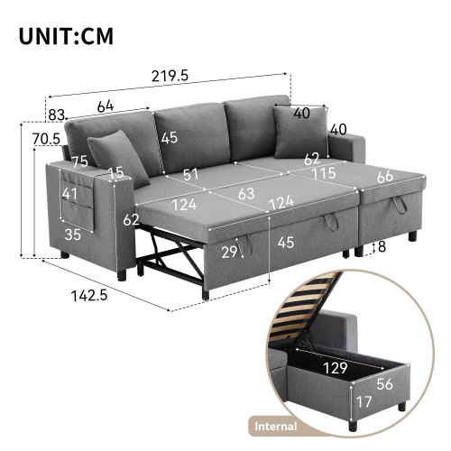 L-förmiges Sofa mit Schlaffunktion-OKWISH