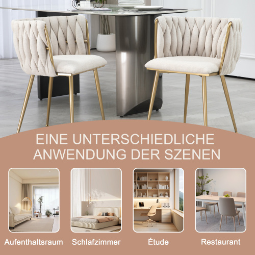 Casual Dining Chair Sofa Chair Leinenstoff gepolsterter Loungesessel (Eisenfüße) 2pcs/set 