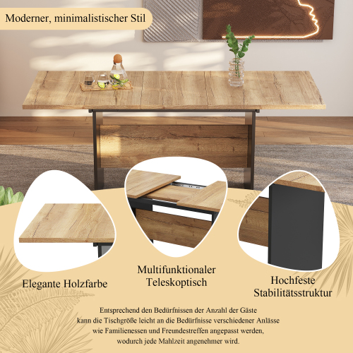 Ausziehbarer Esstisch im natürlichen, minimalistischen Stil-OKWISH