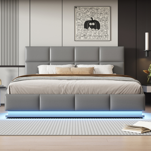 Polsterbett mit LED-Beleuchtung-OKWISH