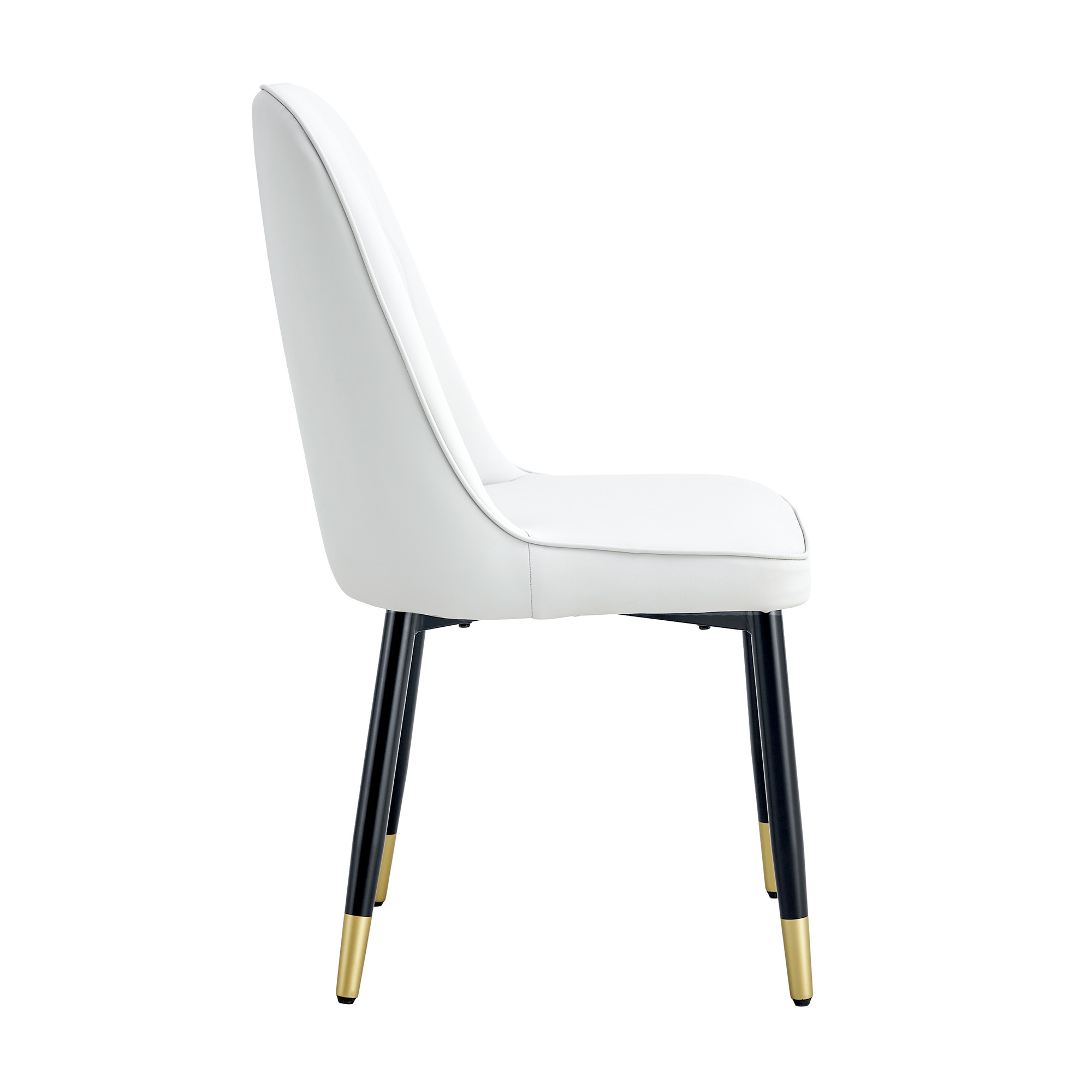 OKWISH White PU Dining Chairs Set with Black Metal Legs