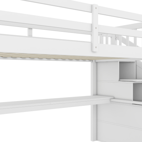 Kinderhochbett, mit Stauraumschubladen und Unterbettschreibtisch