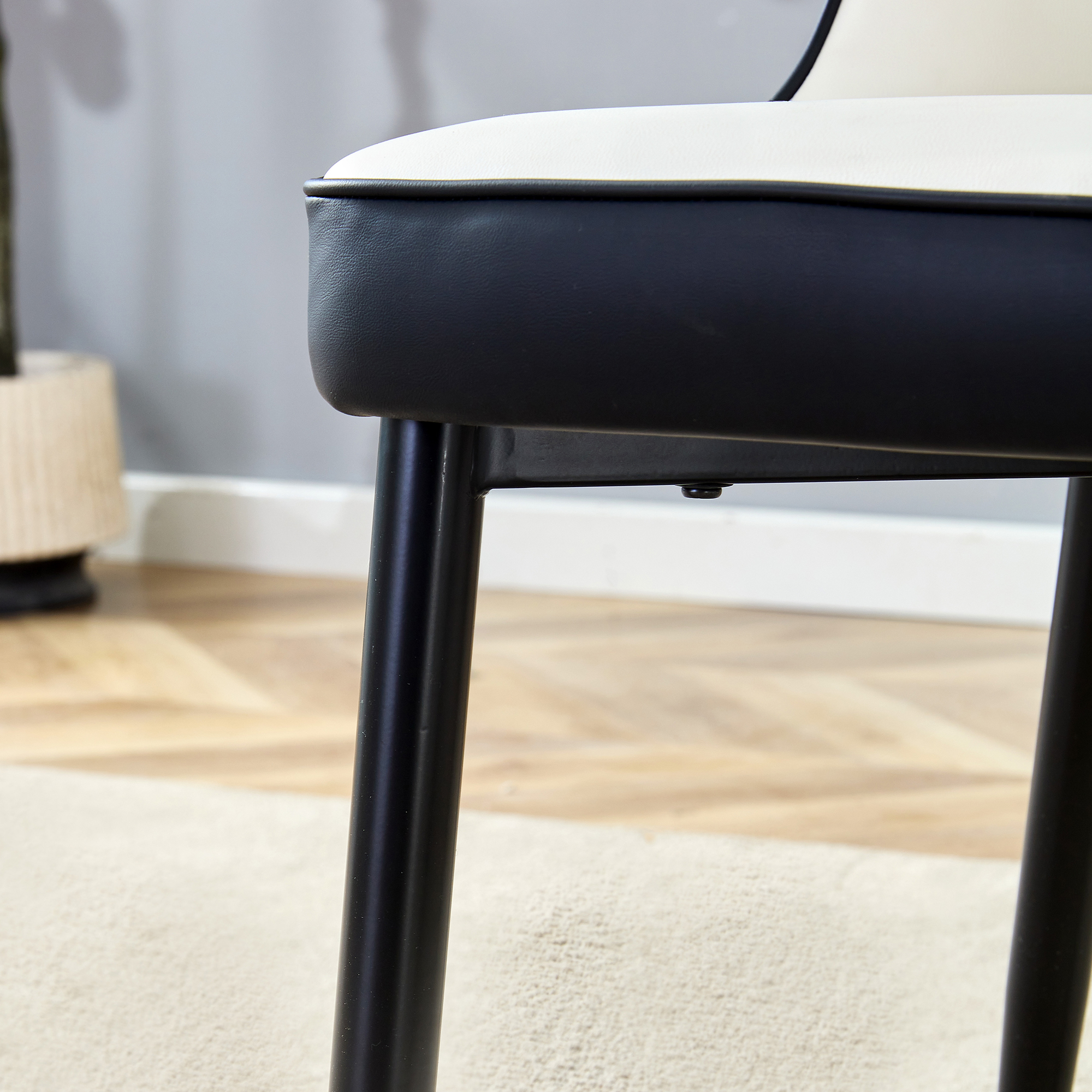 OKWISH Dining Chair with PU Leather Seat and Metal Legs