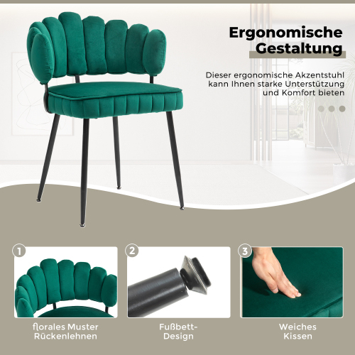 Samt-Esstisch und Stühle im 2er-Set-OKWISH