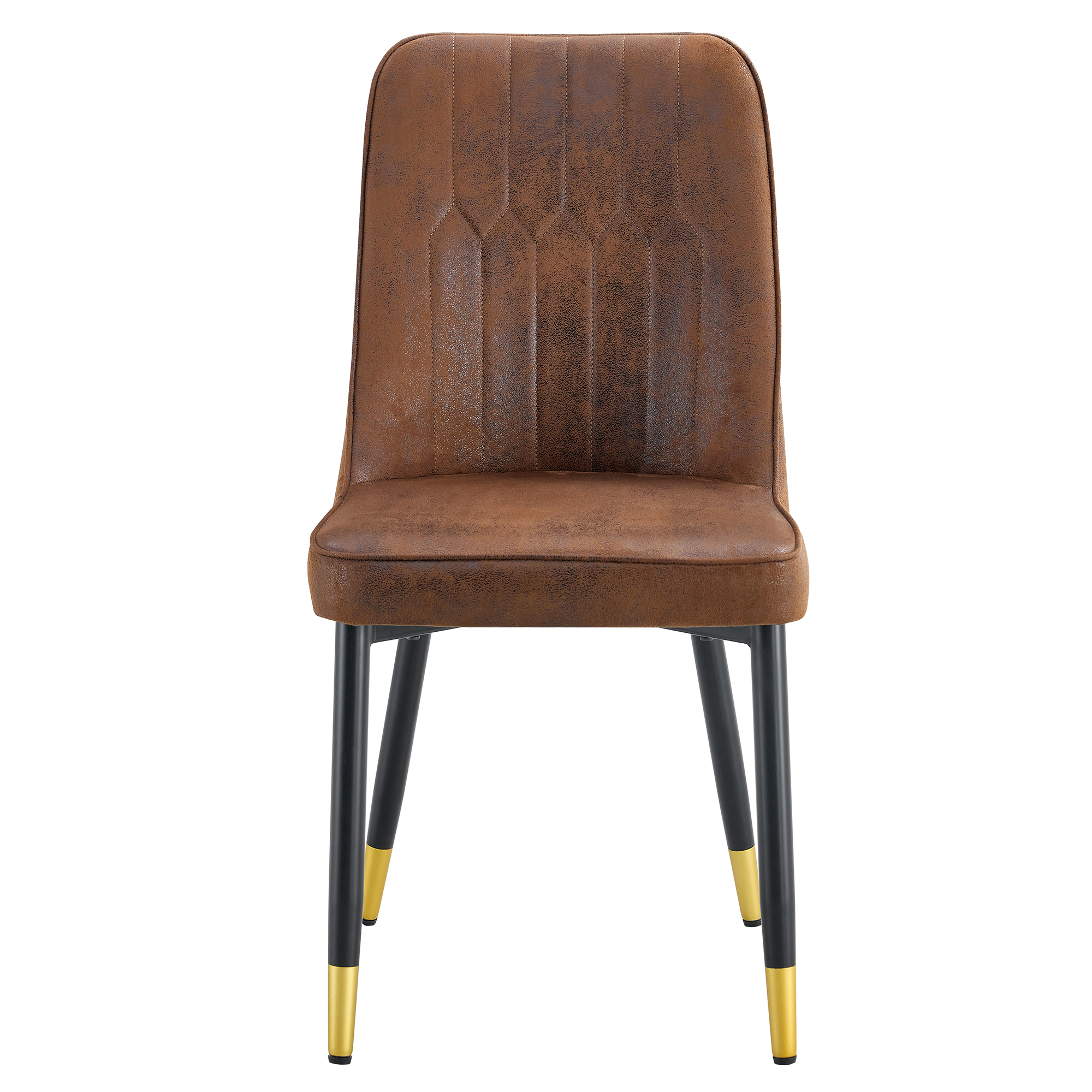 OKWISH Set of 2 Brown Dining Chairs with Metal Legs