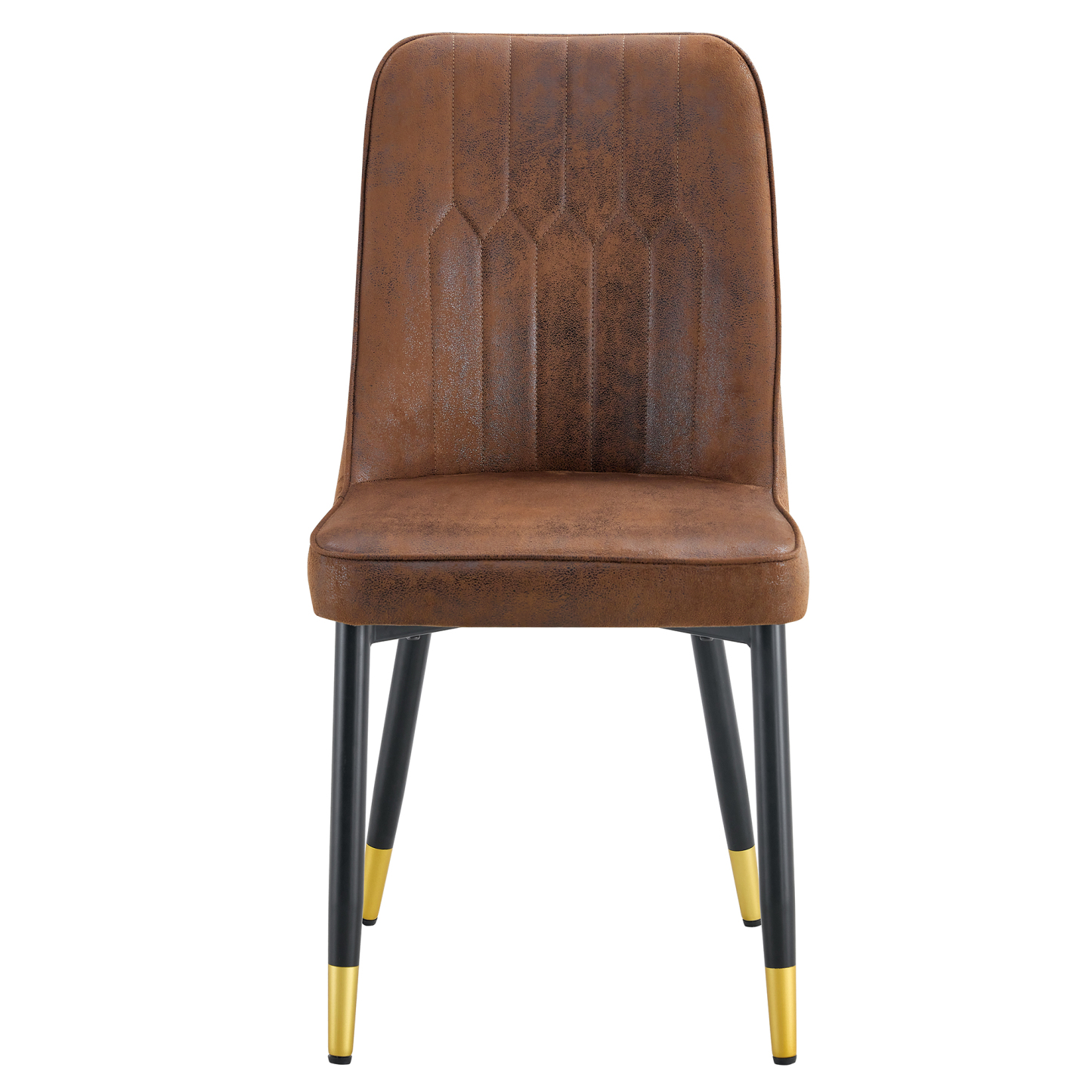 OKWISH Set of 2 Brown Dining Chairs with Metal Legs