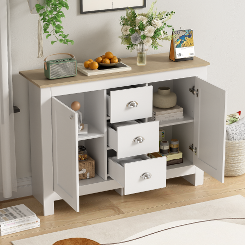 Warmweißes Sideboard aus Holz-OKWISH