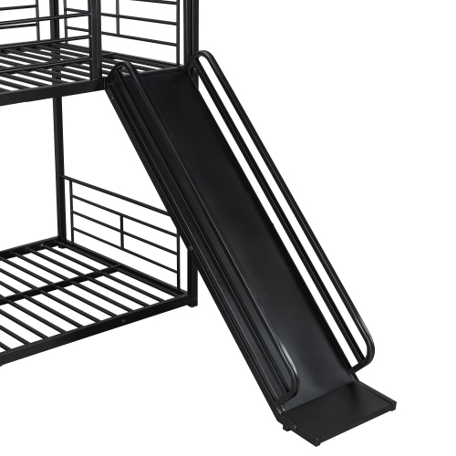 Etagenbett mit Eisenrahmen, oberem Fenster und Rutsche-OKWISH