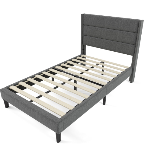 Doppelbett mit Samtstoff bezogen-OKWISH