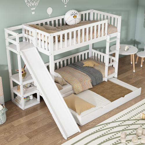 Etagenbett mit Rutsche und Regal-OKWISH