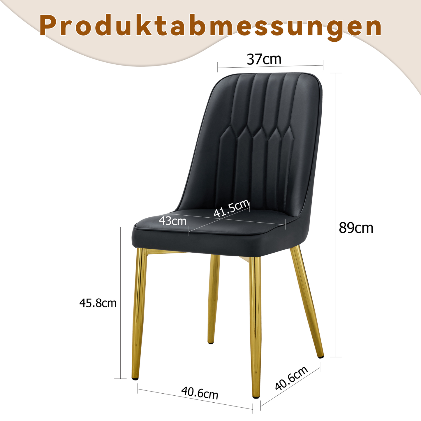 OKWISH Black Dining Chair with Gold Metal Legs