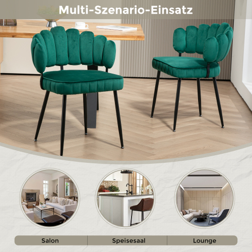 Samt-Esstisch und Stühle im 2er-Set-OKWISH