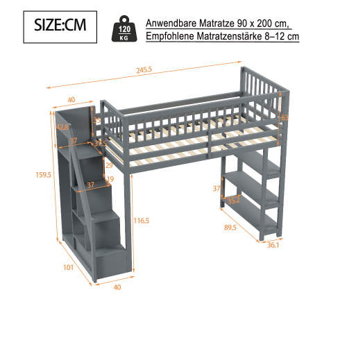Multifunktionales Hochschrank-Design-Holzbett-OKWISH