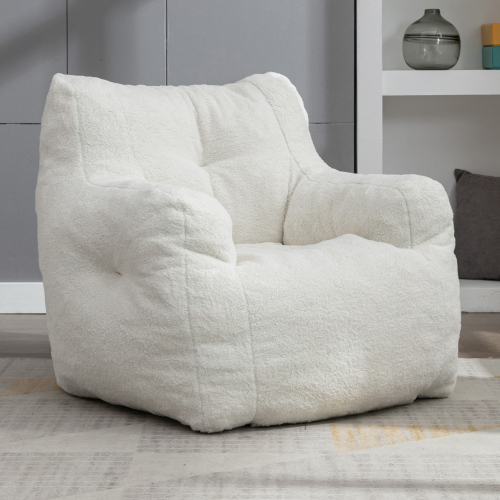 Soft Tufted Foam Bean Bag Chair With Teddy Fabric