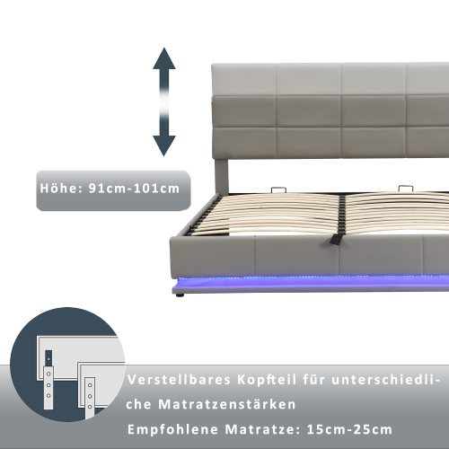 Polsterbett mit LED-Beleuchtung-OKWISH