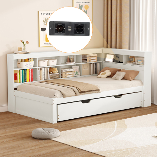 Multifunktionales Doppelbett aus Massivholz-OKWISH