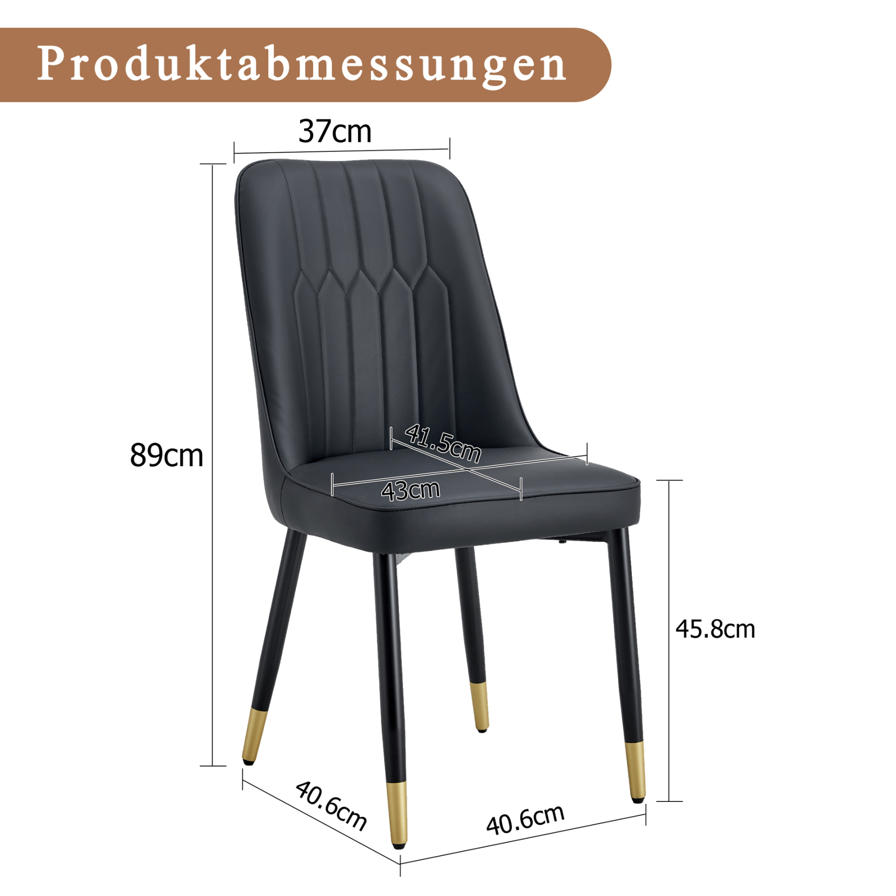 OKWISH Black PU Leather Dining Chair Set with Metal Legs