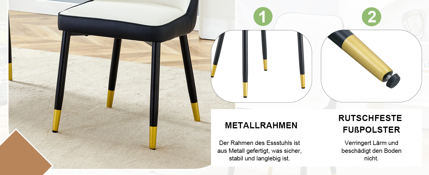 OKWISH Dining Chair with PU Leather Seat and Metal Legs