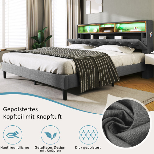 Multifunktionsbett mit Holzlattenrahmen-OKWISH