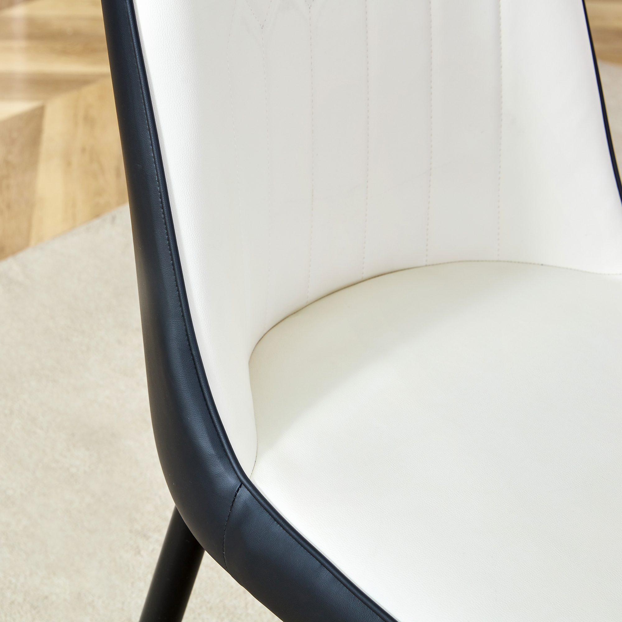 OKWISH Dining Chair with PU Leather Seat and Metal Legs