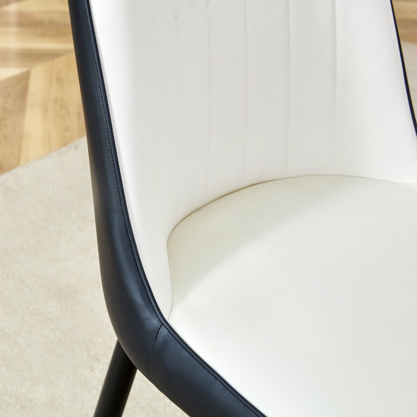 OKWISH Dining Chair with PU Leather Seat and Metal Legs