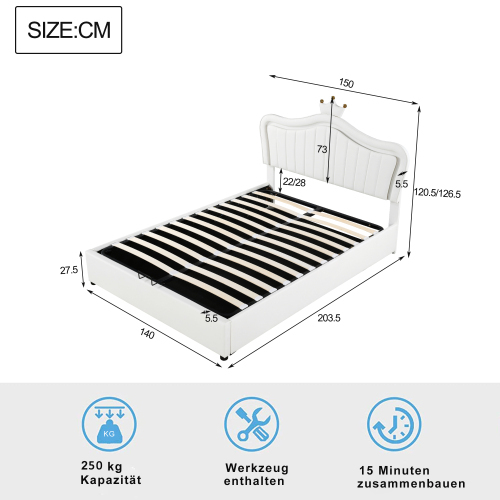 Gepolstertes hydraulisches Kinderbett von White Crown-OKWISH