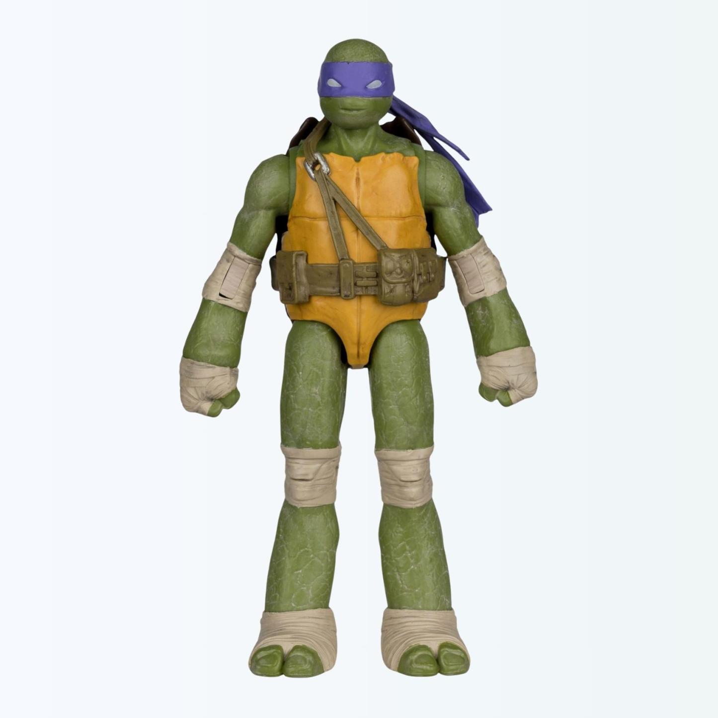 Straight-on full-body shot of Donatello action figure from TMNT with utility belt and purple bandana