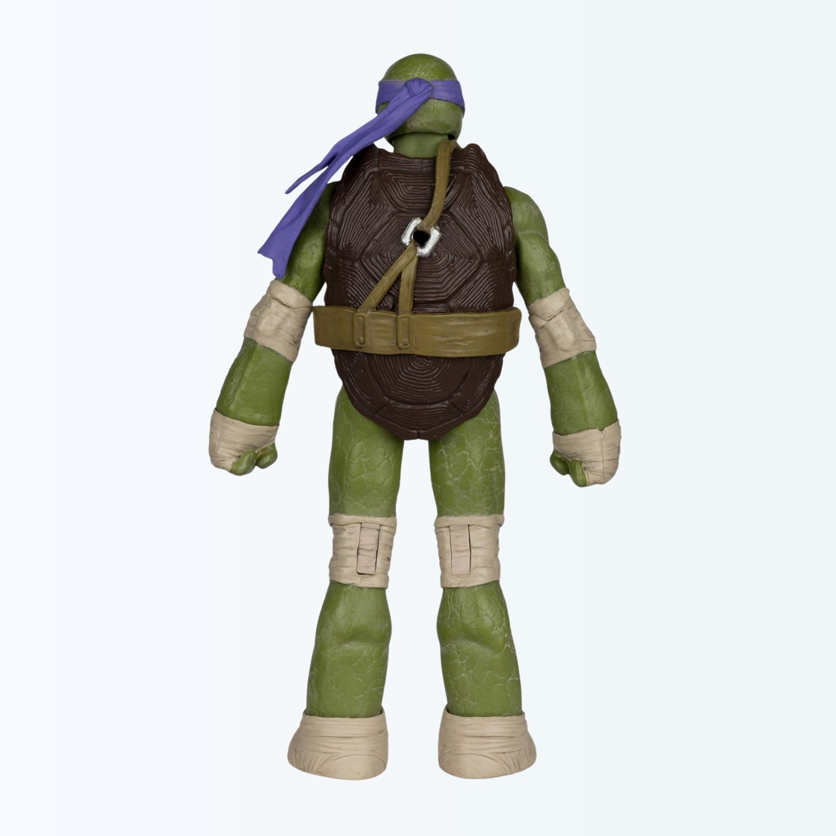 Rear-facing shot of Donatello action figure showing turtle shell and bandana tails