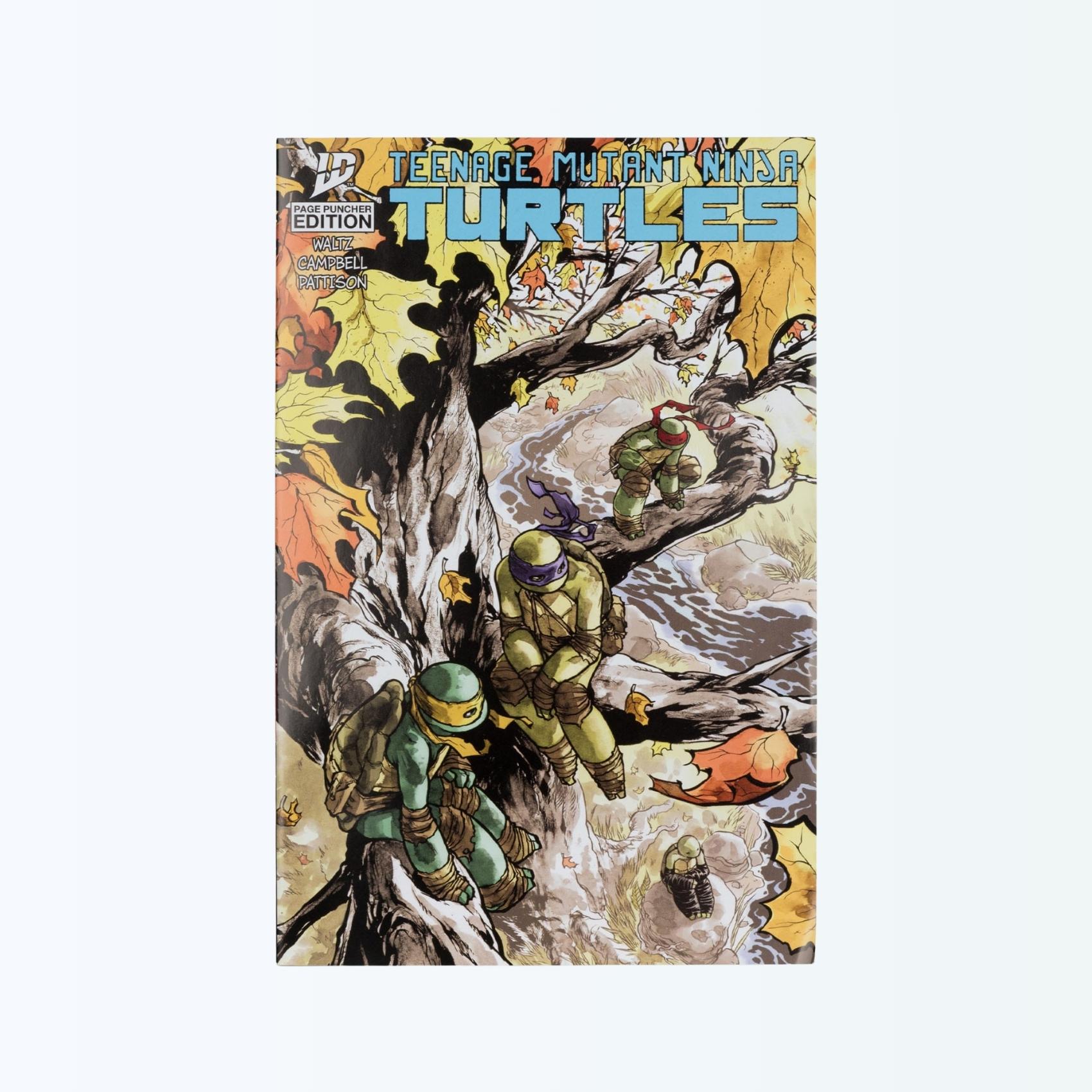 Front cover shot of Donatello Page Puncher Edition comic with tree-top TMNT artwork