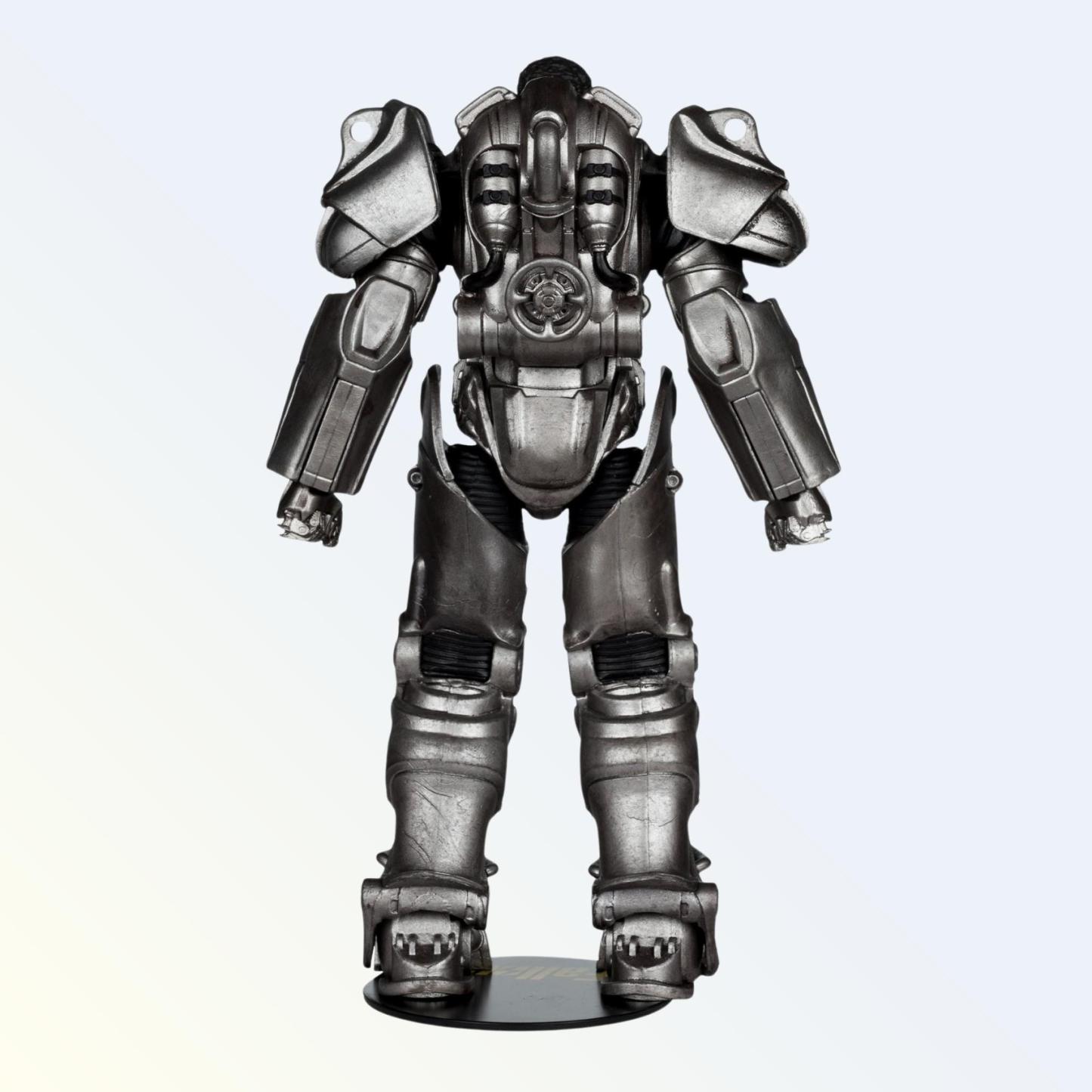 Rear view of Fallout TV Series Maximus action figure showing armour vents and back panel sculpting
