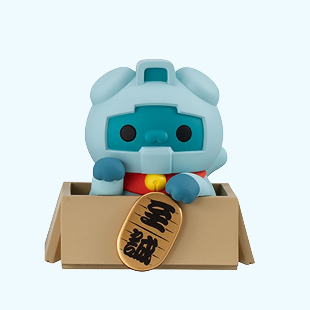 Front view of Nyandam GM style cat figure in light blue armour