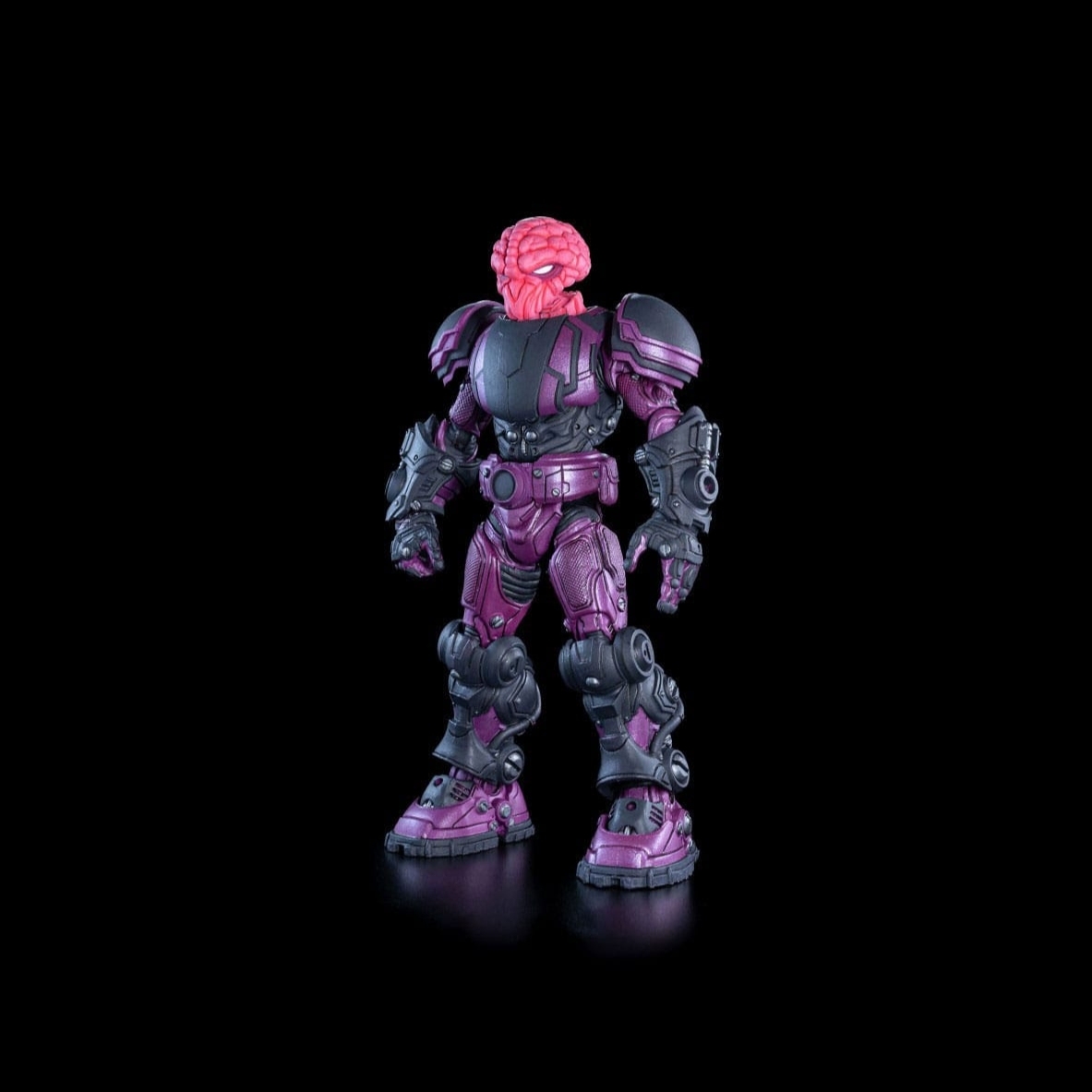 Front view of Phanost action figure with signature brain-like head sculpt, highlighting intricate textures and armour design