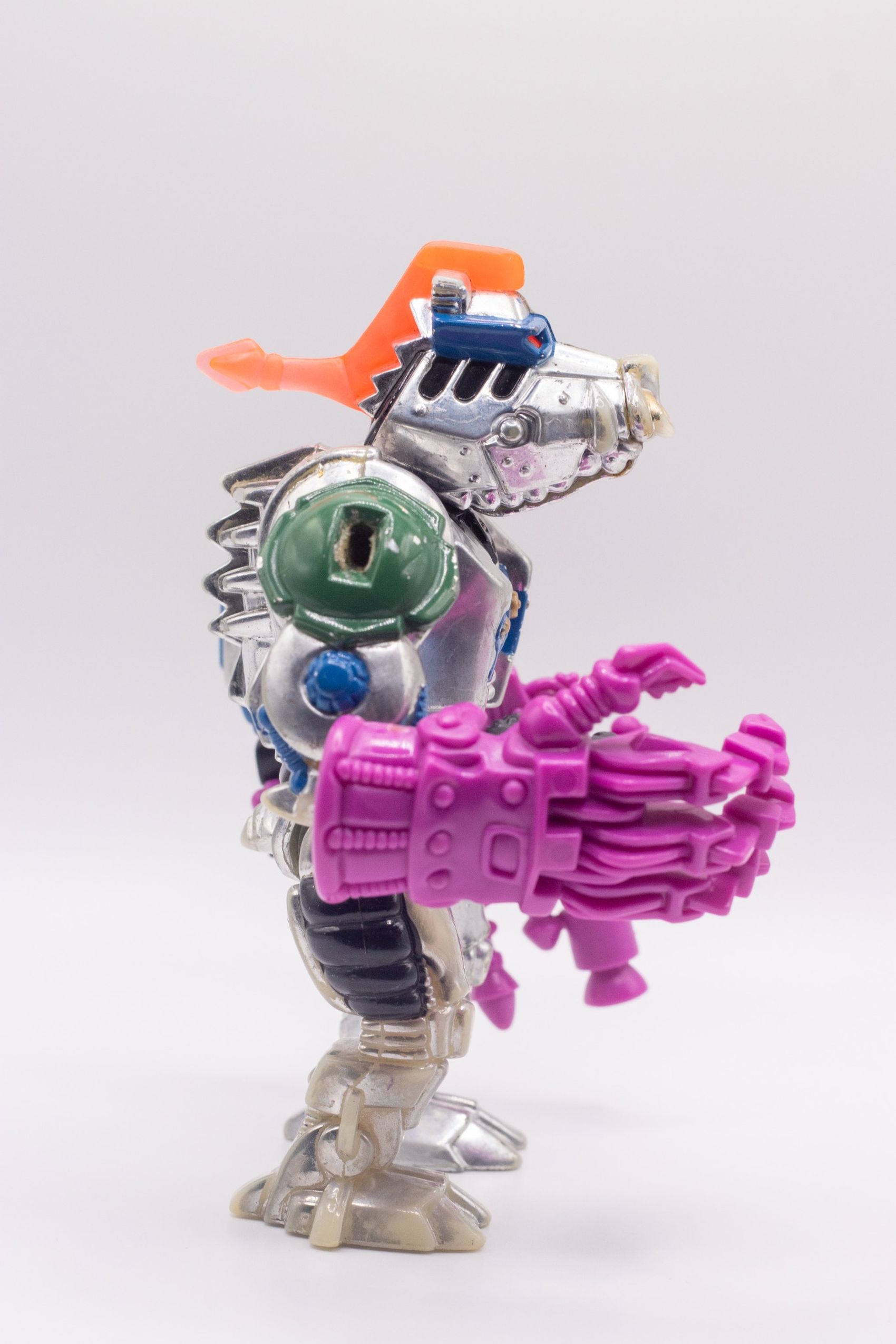 Right side angle of Robotic Bebop action figure showing shoulder pads and Mechanical Mutant Claw
