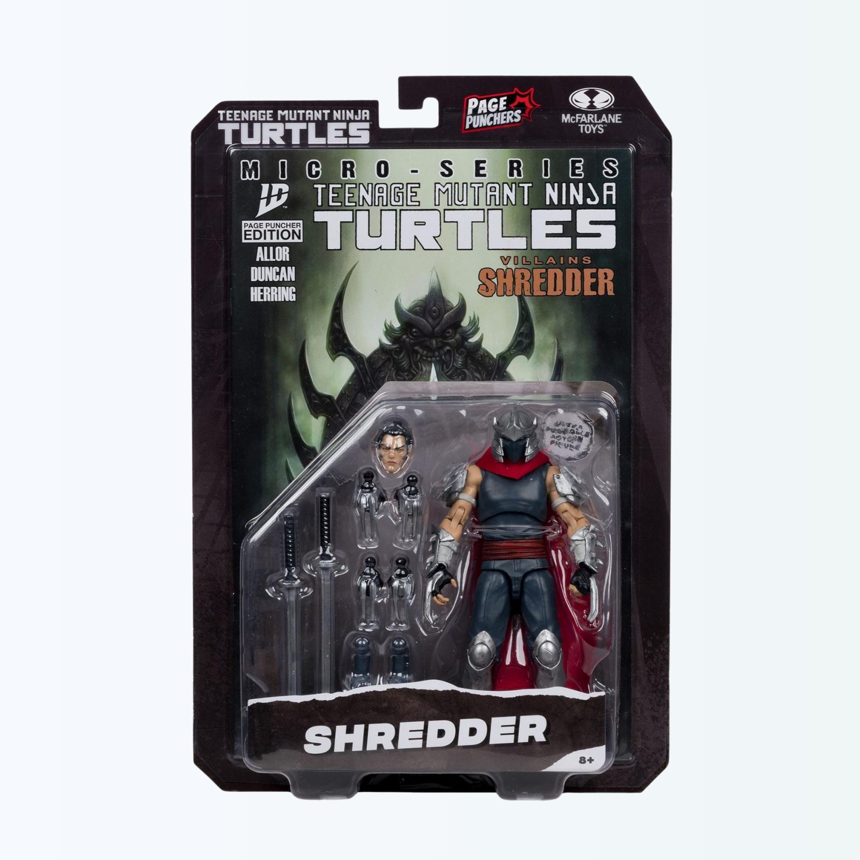 Front blister shot of Shredder action figure in Page Punchers packaging
