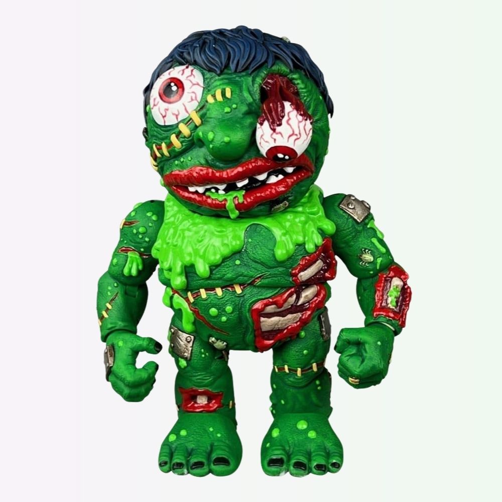 Front view of Slobulus Madballs Premium DNA action figure with dangling eyeball and slime-covered chest